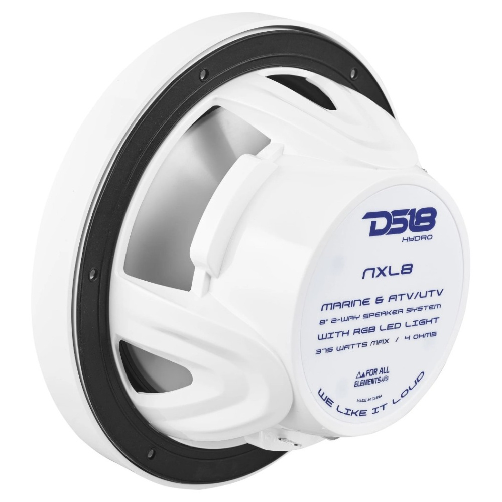 DS18 NXL-8, valkoiset 8 tuuman merikaiuttimet LEDillä, pari