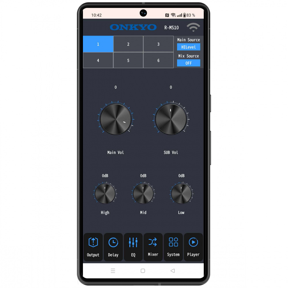 Onkyo R-MS10, 6-kanavainen DSP sisäänrakennetulla vahvistimella ja Bluetoothilla