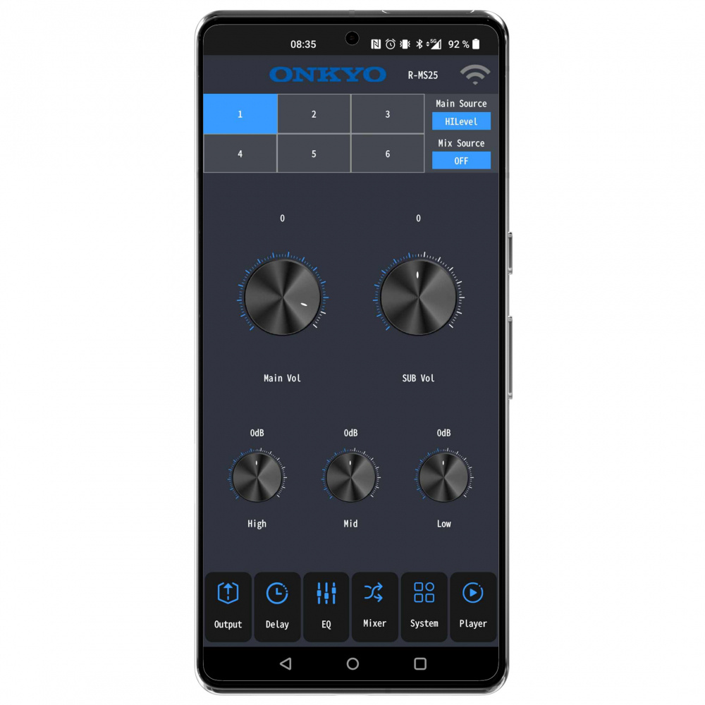 Onkyo R-MS25, 8-kanavainen DSP sisäänrakennetulla vahvistimella ja Bluetoothilla