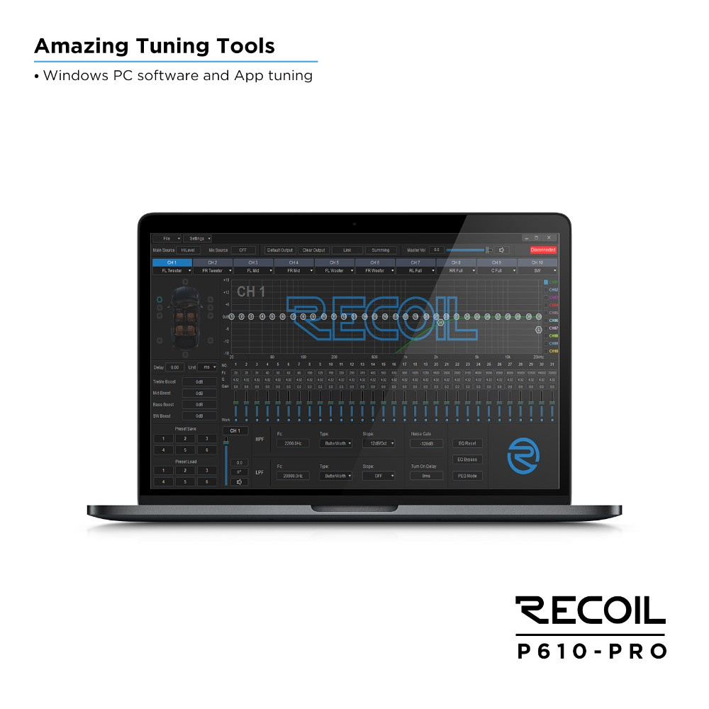 Recoil P610-PRO, DSP-vahvistin 10 kanavalla
