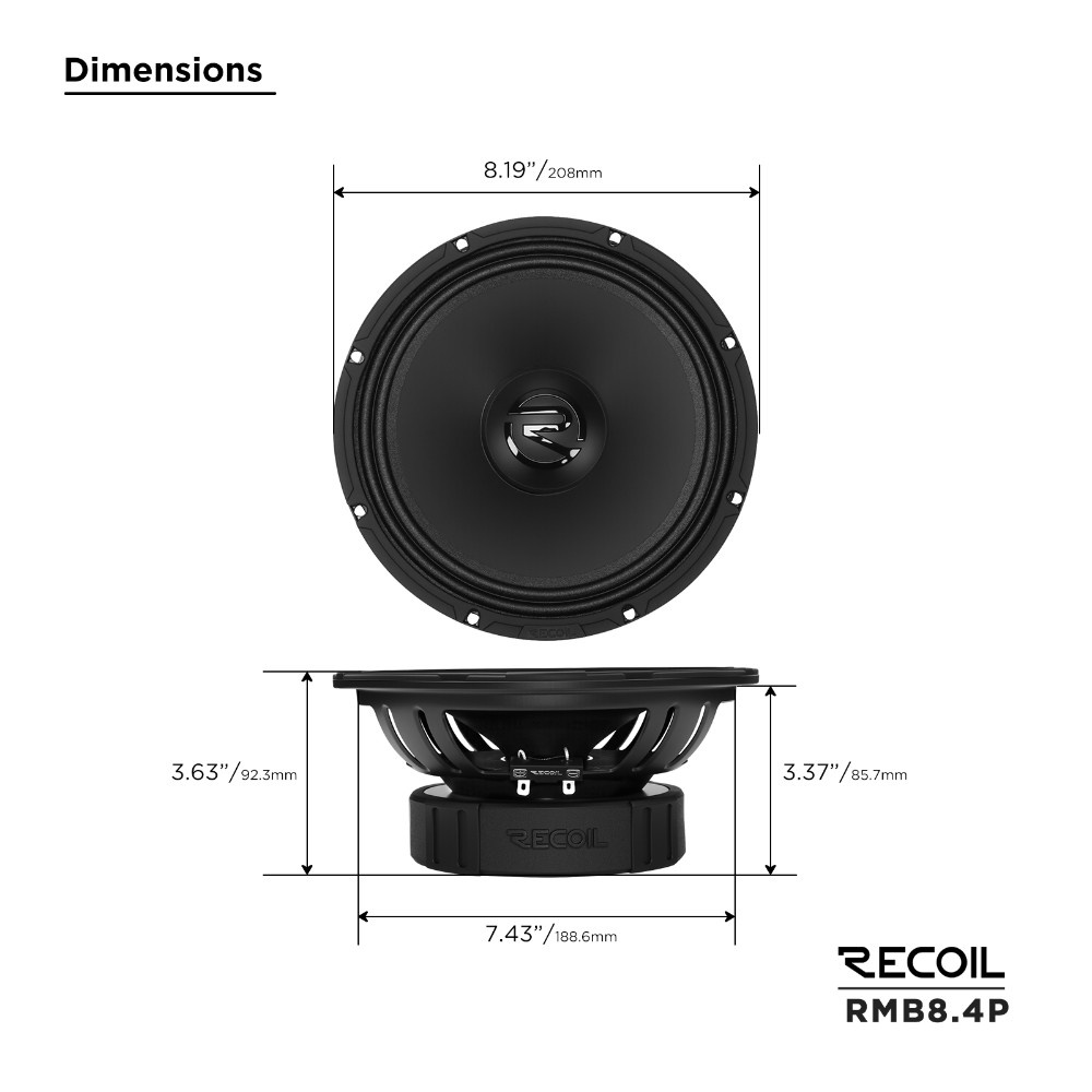 Recoil RMB8-4P, 8-tuumainen midbass/keskiäänielementti, pari