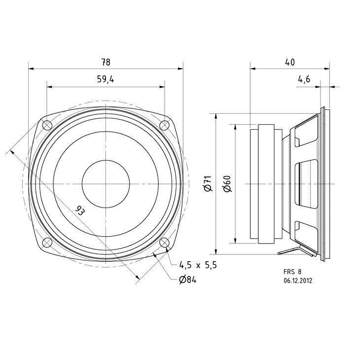 Visaton FRS 8, 3,3 tuuman kaiutinelementti, 8 Ohm