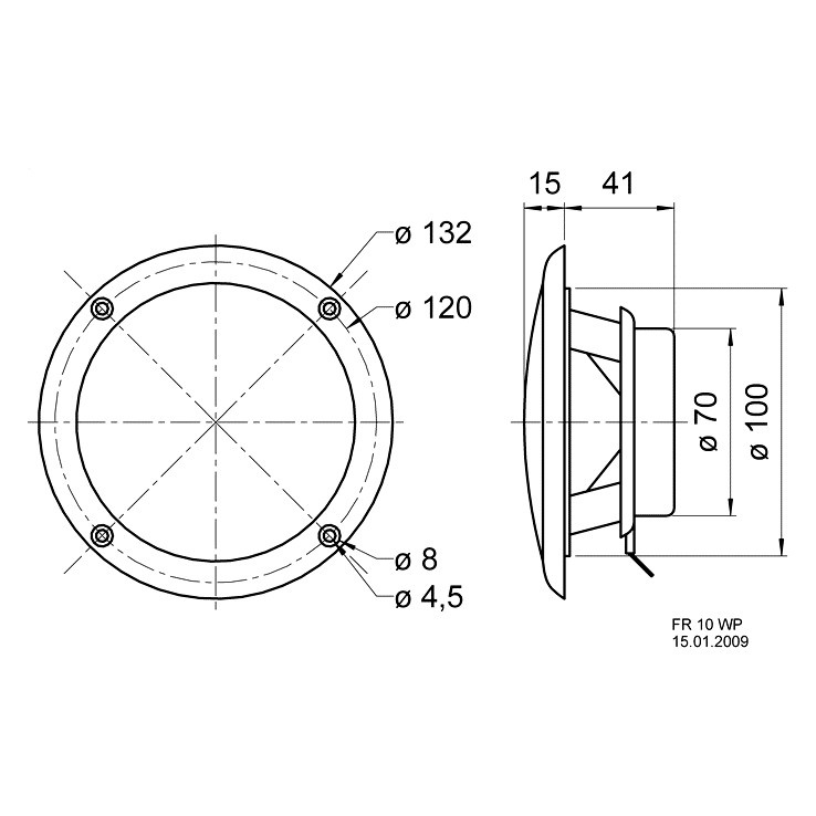 Visaton FR10 WP - 4 Ohm, upotettava kattokaiutin musta, kpl