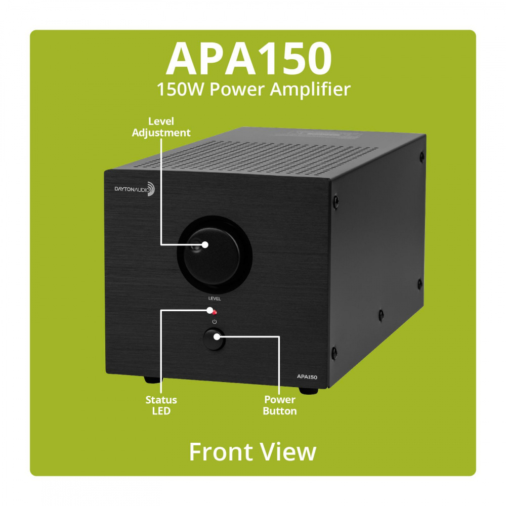 Dayton Audio APA150, siltoitettava stereovahvistin 2x75W