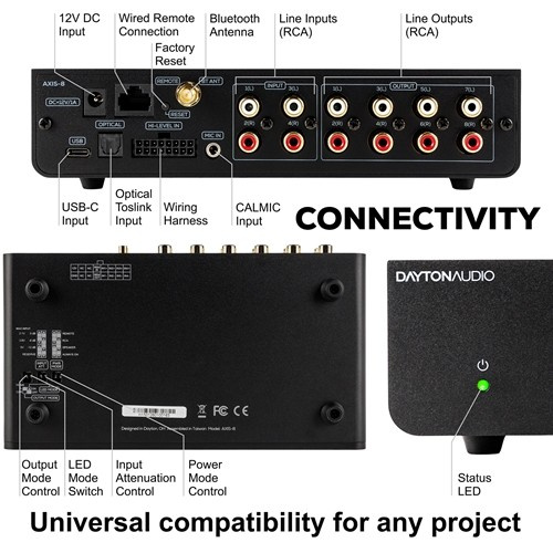 Dayton Audio Axis-8, 8-kanavainen DSP-/ääniprosessori autoon ja kotiin