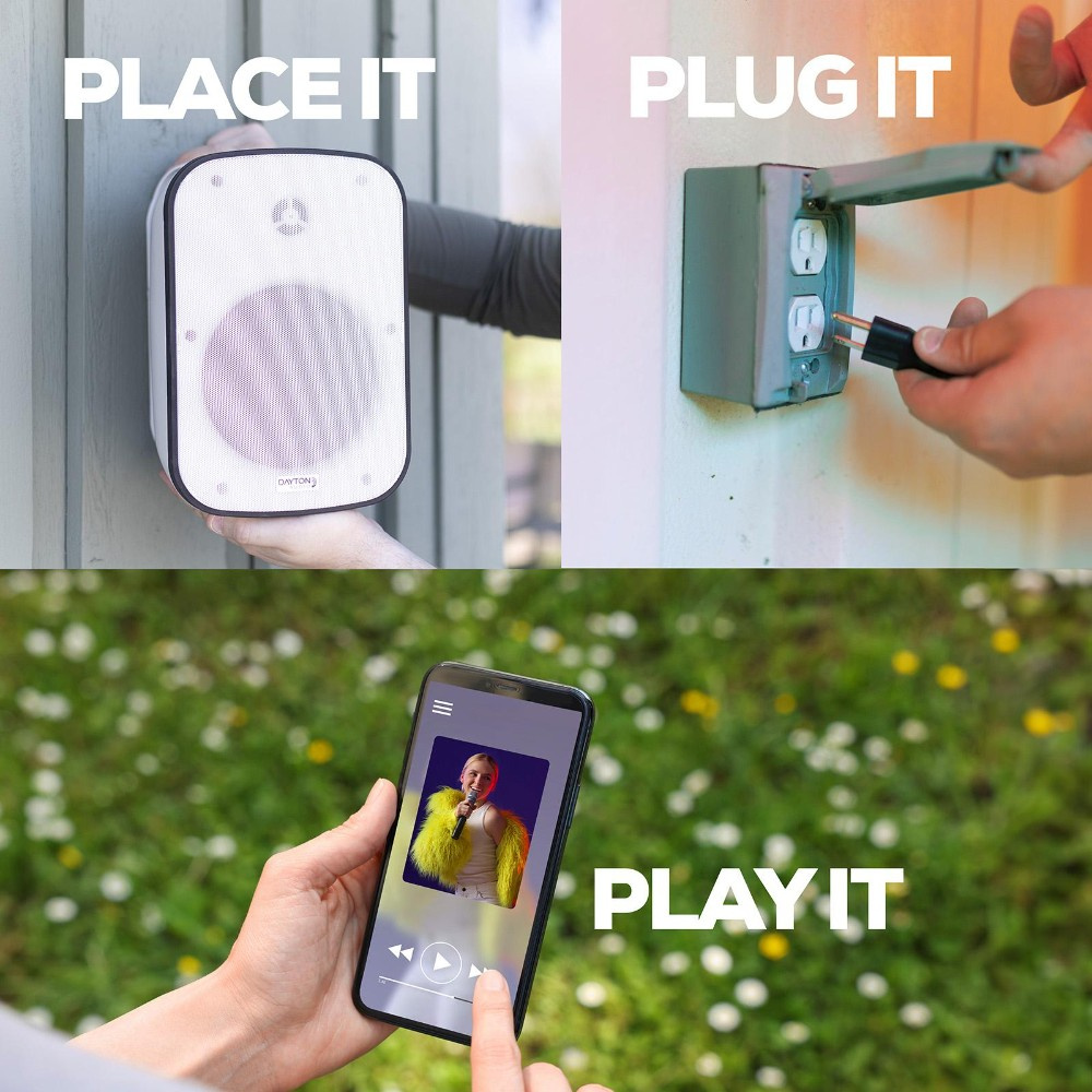 Dayton Audio IO65XP, aktiiviset 6.5 tuuman ulkokaiuttimet, valkoinen pari