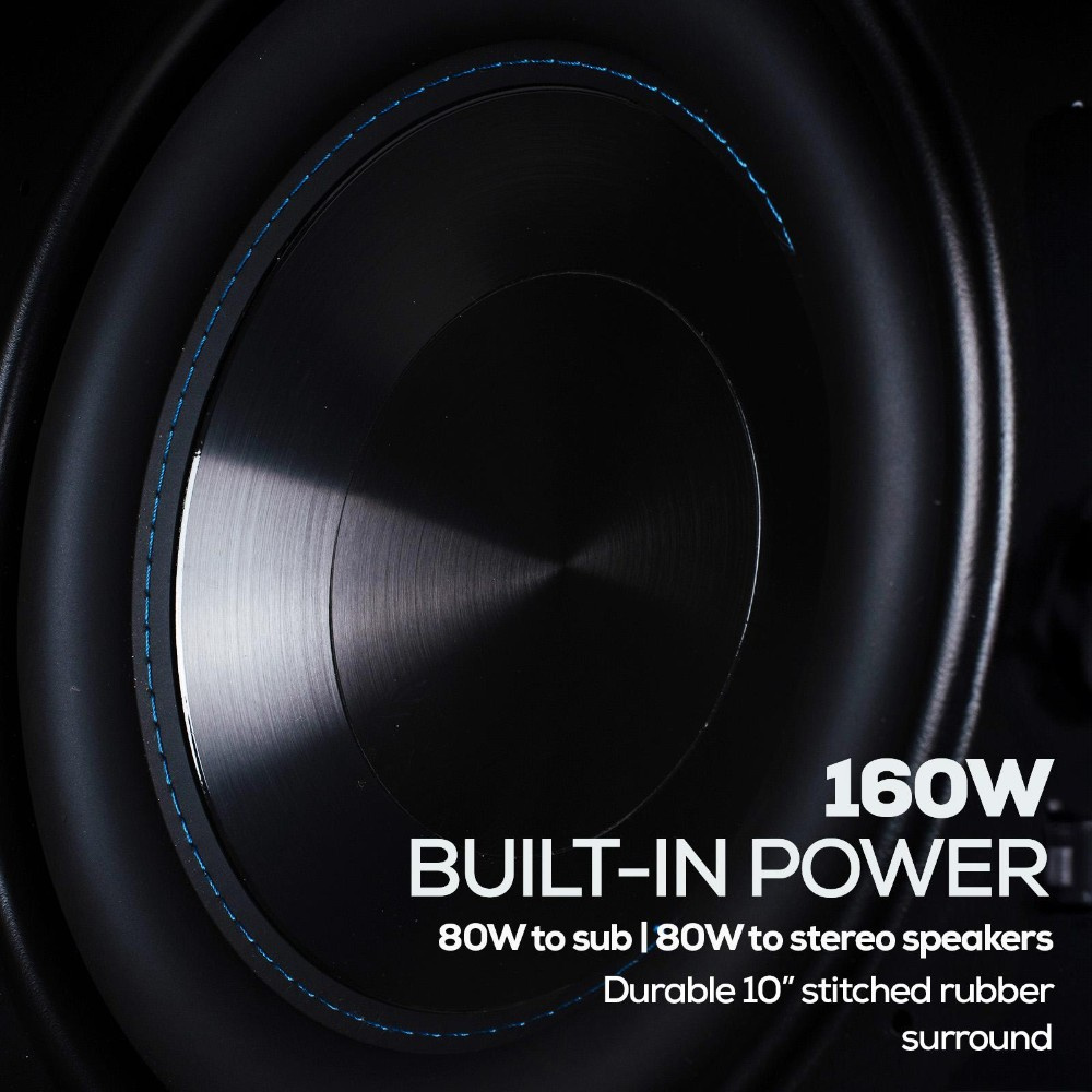 Dayton Audio IOSUBP, 10 tuuman subwoofer 2.1-vahvistimella ja BT:llä