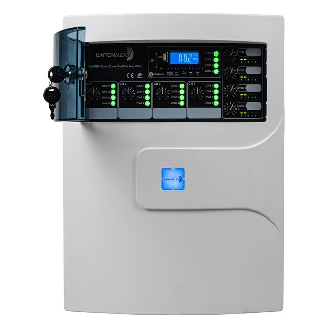 Dayton Audio MA455, seinälle asennettava multiroom-vahvistin
