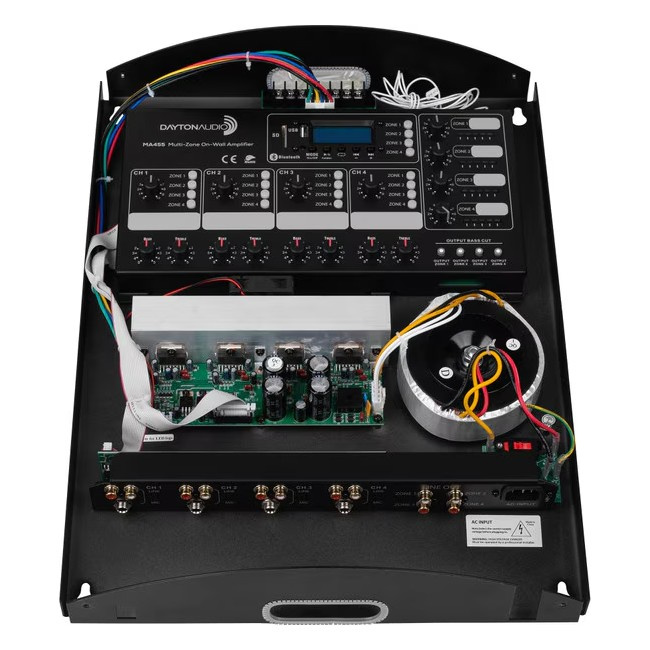 Dayton Audio MA455, seinälle asennettava multiroom-vahvistin