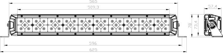 NIZLED B200C2, 20 tuumaa / 56,5 cm LED-raita, 200W