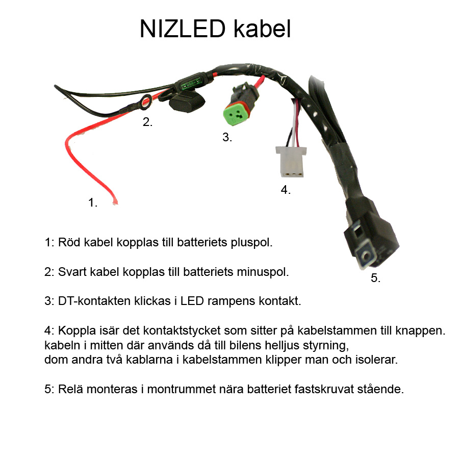 NIZLED 12V Kaapelisarja lisävaloille, 3x DTP-liitin, 500W max