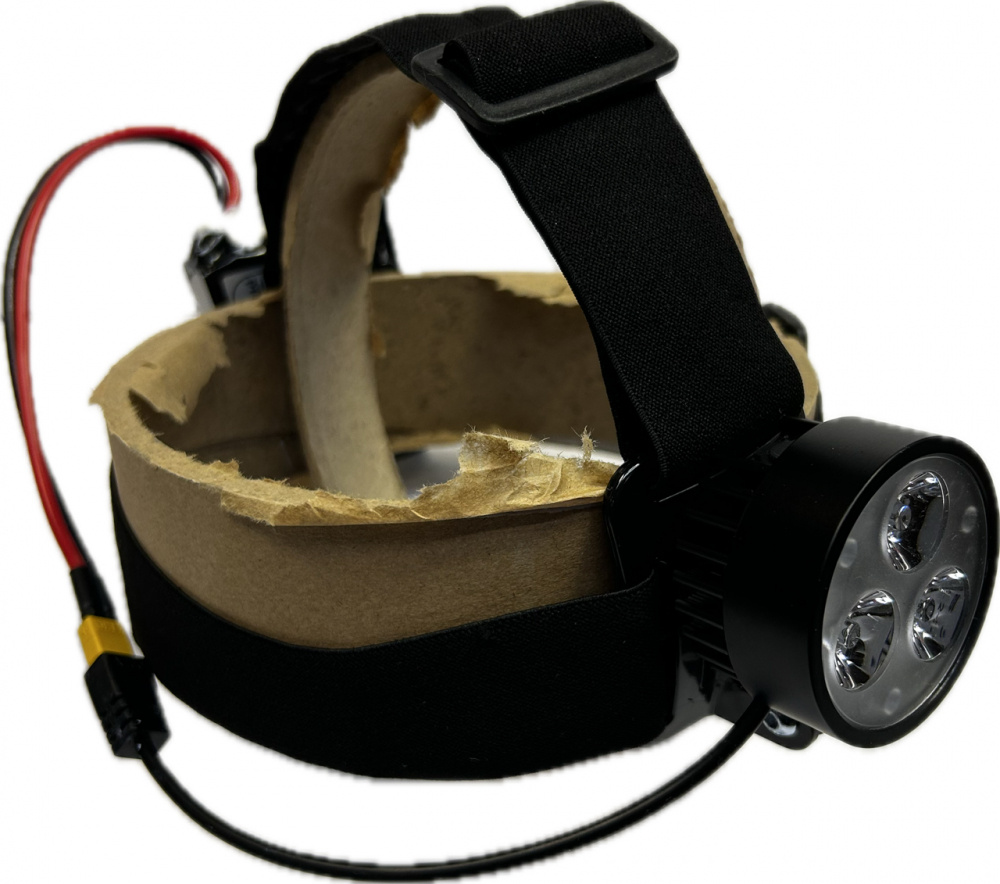 Pannbands-kit 1x30w varmvit med depåknapp på lampan LED li-ion 3,5 Ah