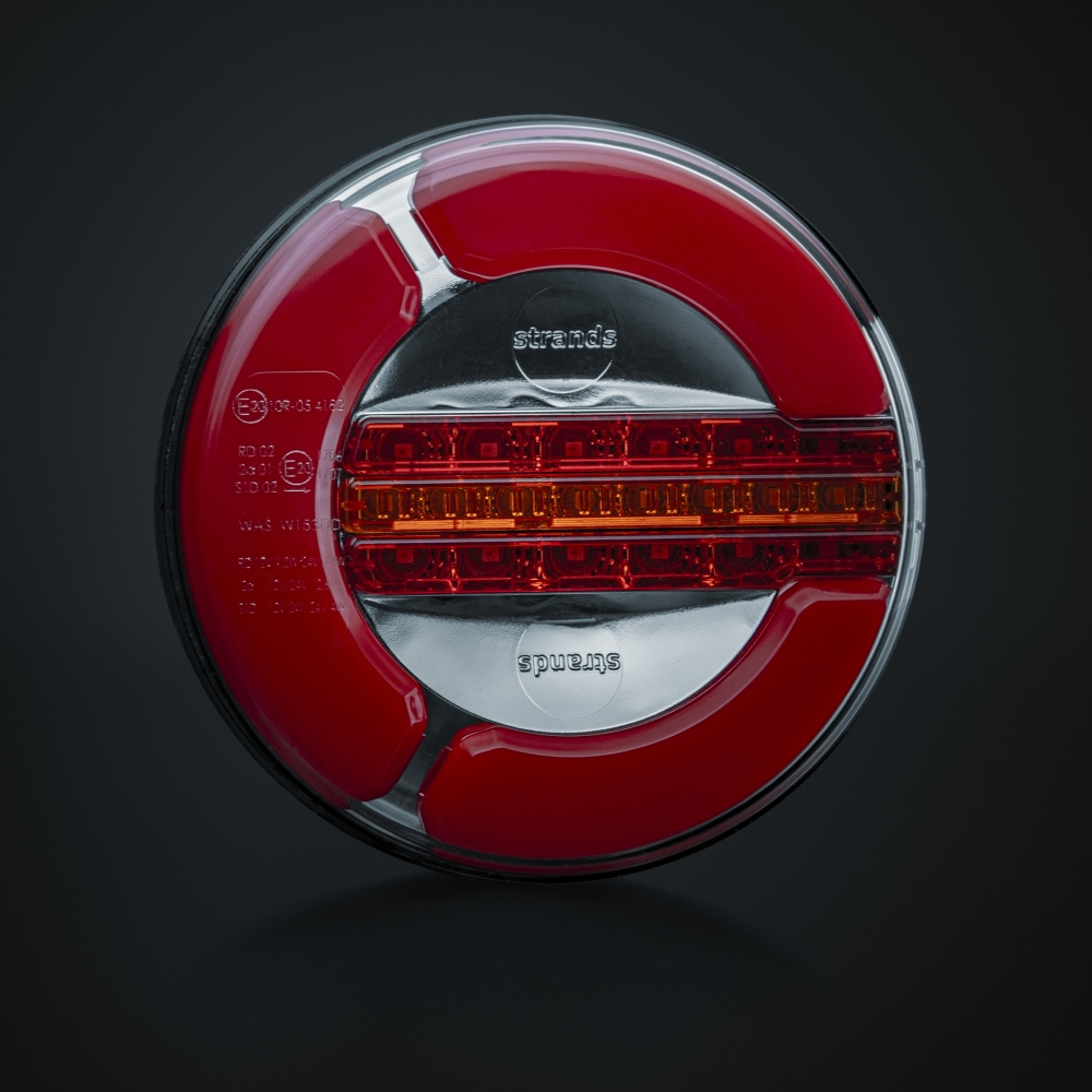 Strands Takolamppu LED 3 Kammiota 12-24V, 142 mm halkaisija. Takavalo/Hidastin/Dynamiikkavalo. Vilkku