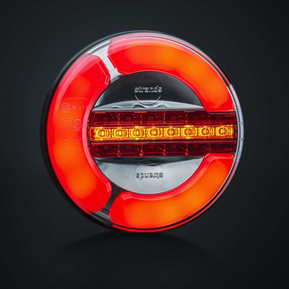 Strands Takolamppu LED 3 Kammiota 12-24V, 142 mm halkaisija. Takavalo/Hidastin/Dynamiikkavalo. Vilkku