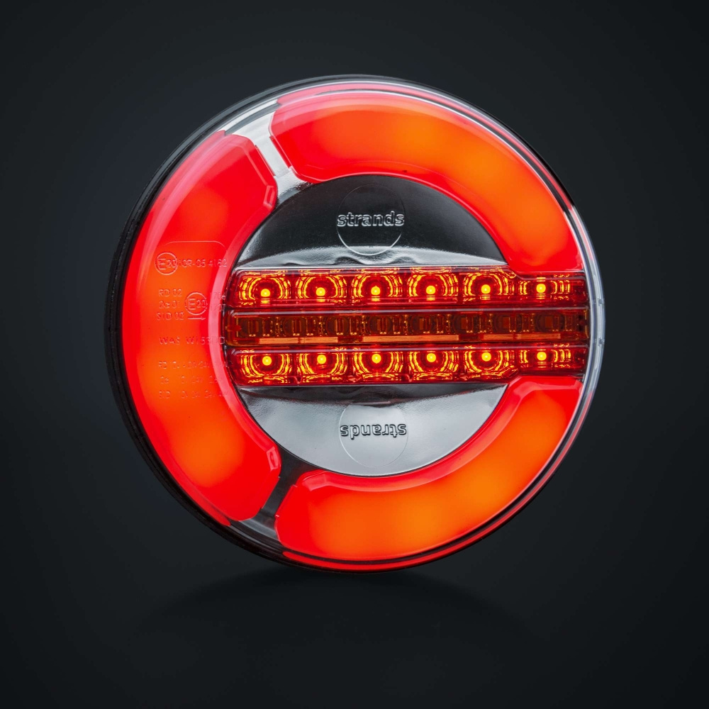 Strands Takolamppu LED 3 Kammiota 12-24V, 142 mm halkaisija. Takavalo/Hidastin/Dynamiikkavalo. Vilkku