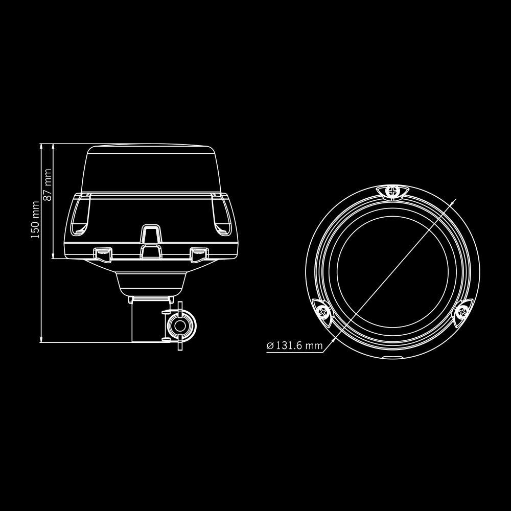 Strands Freedom Lighthouse Pyörivä varoitusvalo 130 mm Tikkukiinnitys