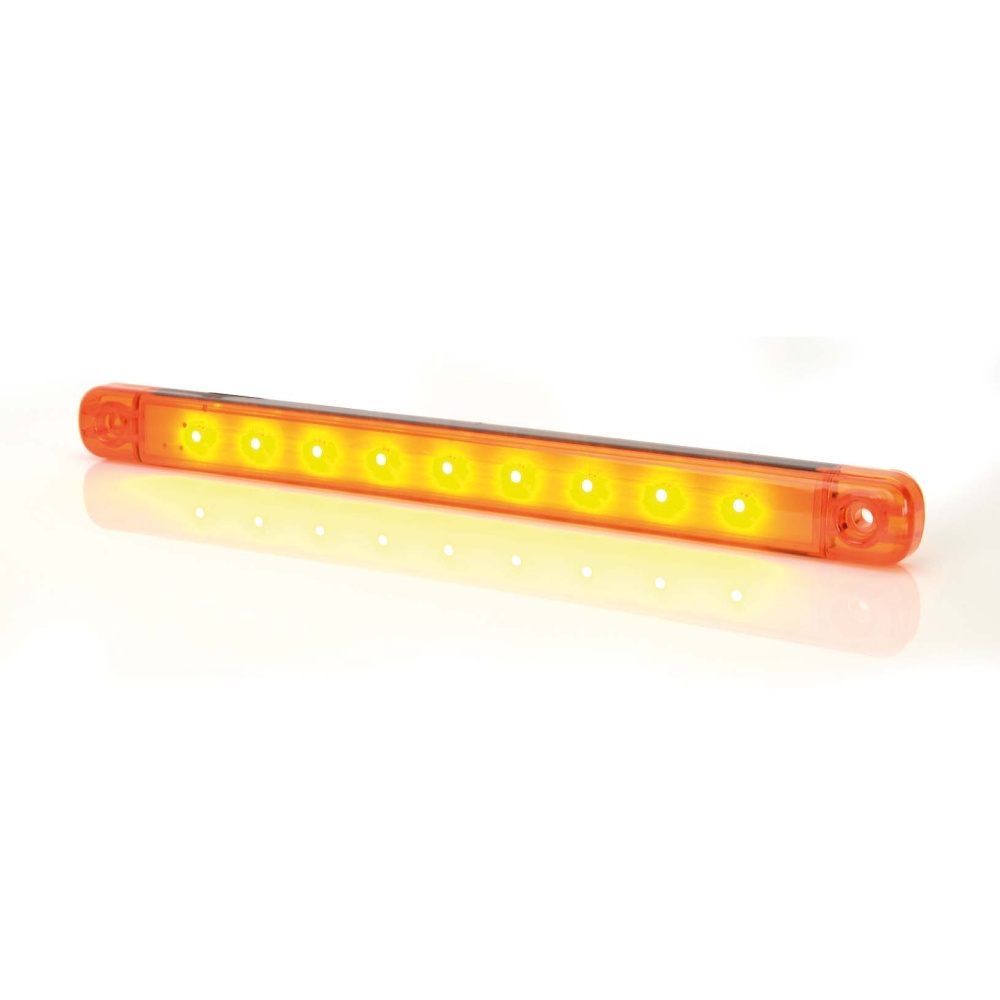 Strands Sidomarkering Orange Slim 9 LED,9-36V IP68. E-Merkki.