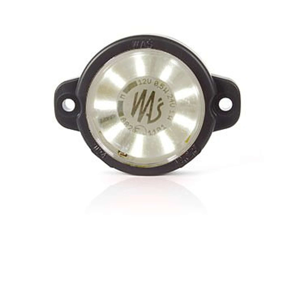 Rantaviivan valkoinen pyöreä sijaintivalo, kirkas lasi. 12-24V