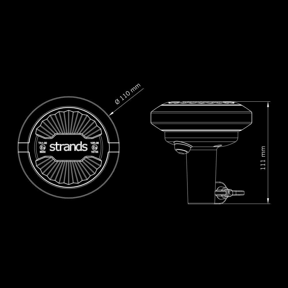 Strands Firefly Summer Glow Pyörivä varoitusvalo 110Mm Tikkukiinnitys