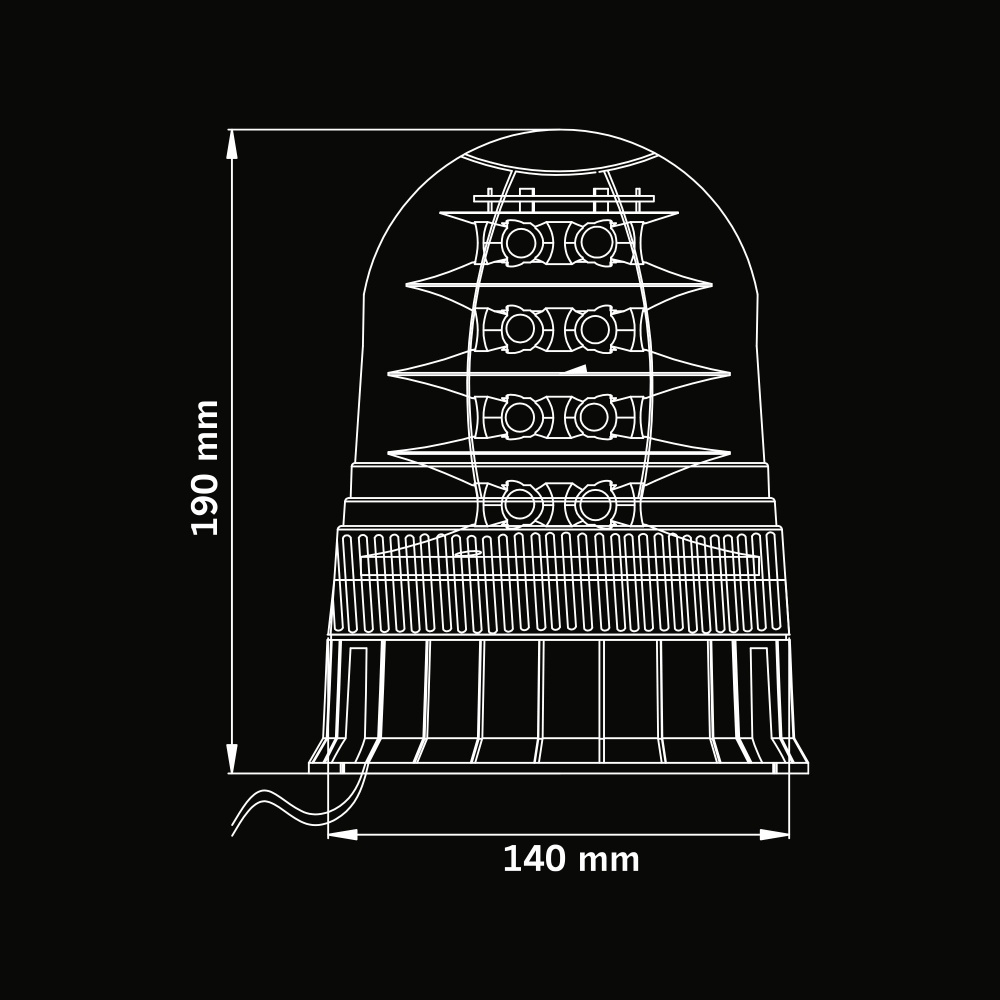 Strands Big Energy XL Pyörivä varoitusvalo Kirkas linssi