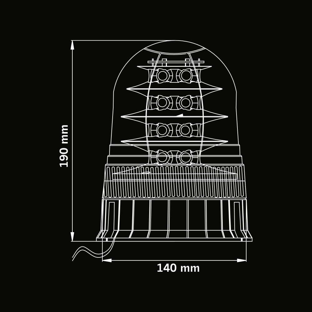 Strands Big Energy XL Pyörivä varoitusvalo oranssi linssi