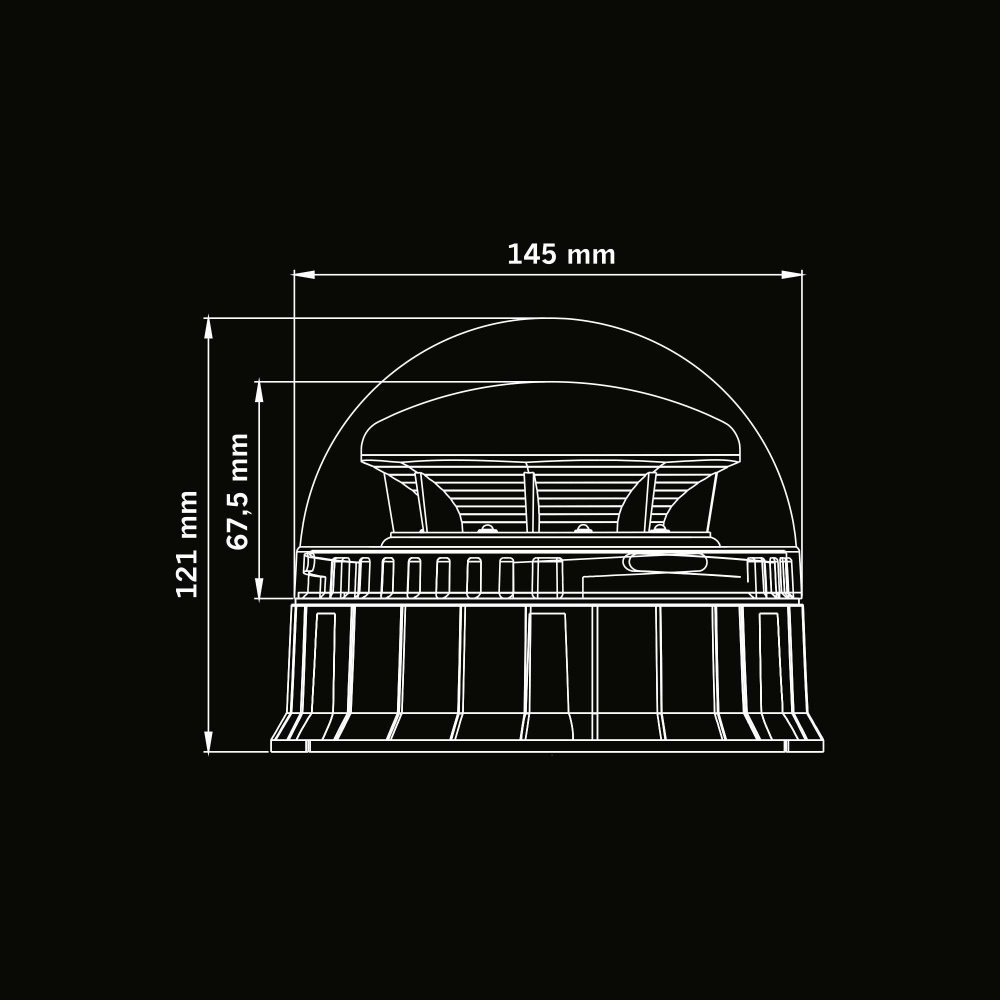 Strands Big Energy Pyörivä varoitusvalo oranssi linssi suunnittelupaneeli