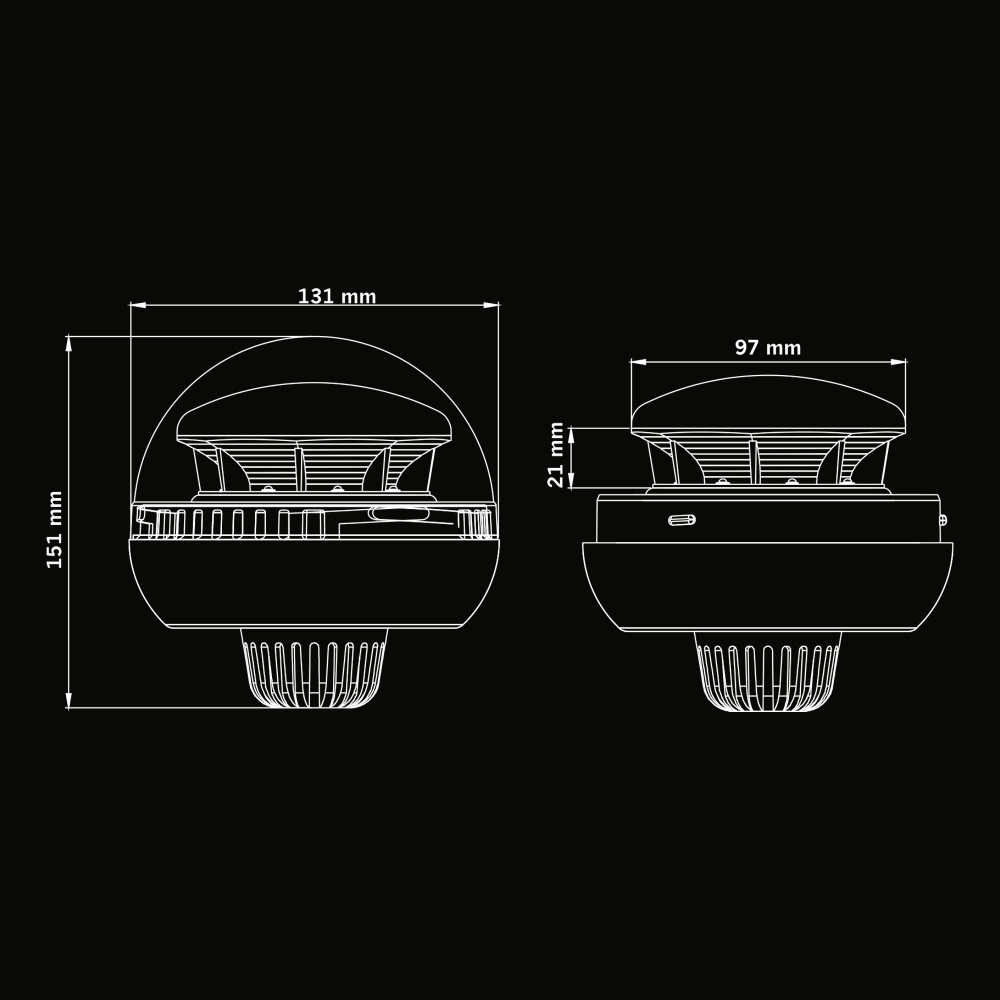 Strands Big Energy Pyörivä varoitusvalo oranssi linssi varmistinkiinnitys