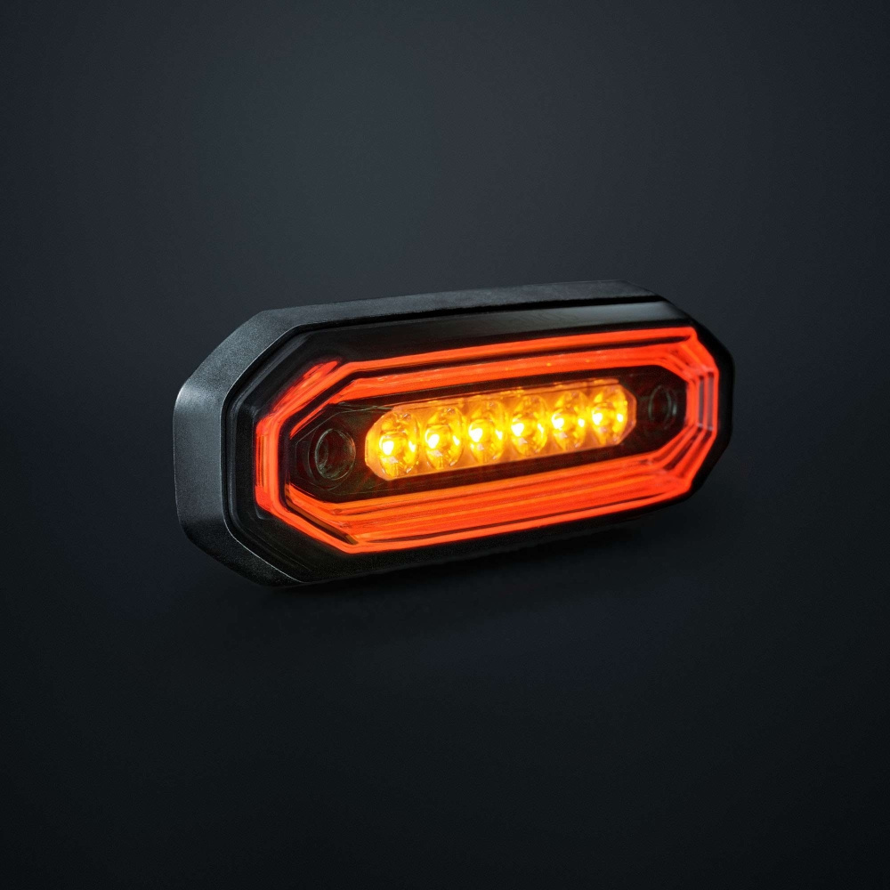 Strands FOR9T Aura varoitusvalo, 6 LED, punainen/amber, tumma linssi