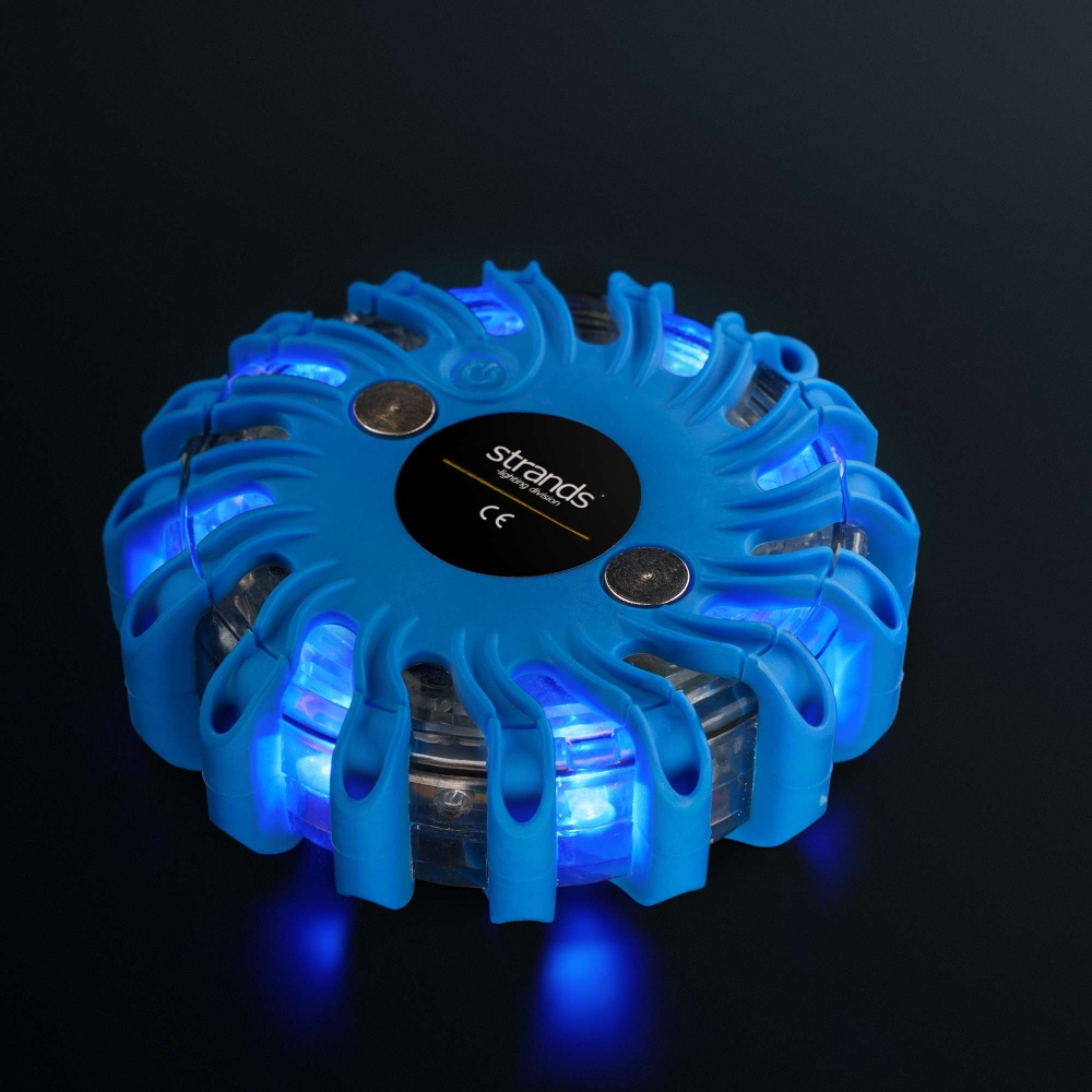 Rannikon varoitus/ohjattu salama-valo Puck, sininen LED, 6 kappaletta laukussa