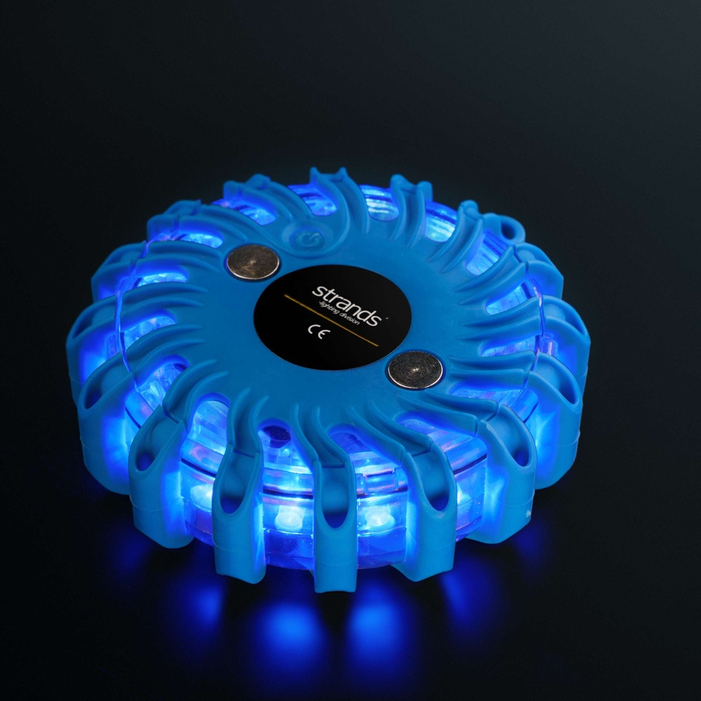 Rannikon varoitus/ohjattu salama-valo Puck, sininen LED, 6 kappaletta laukussa