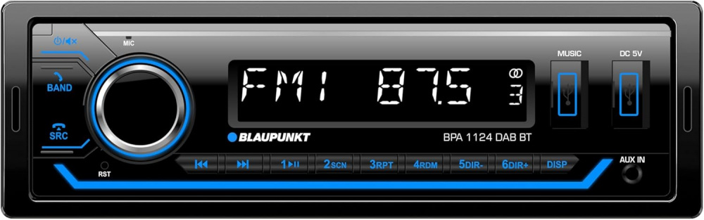 Blaupunkt BPA 1124 DAB BT, autostereo Bluetoothilla, DAB & 3 paria matalatasoista