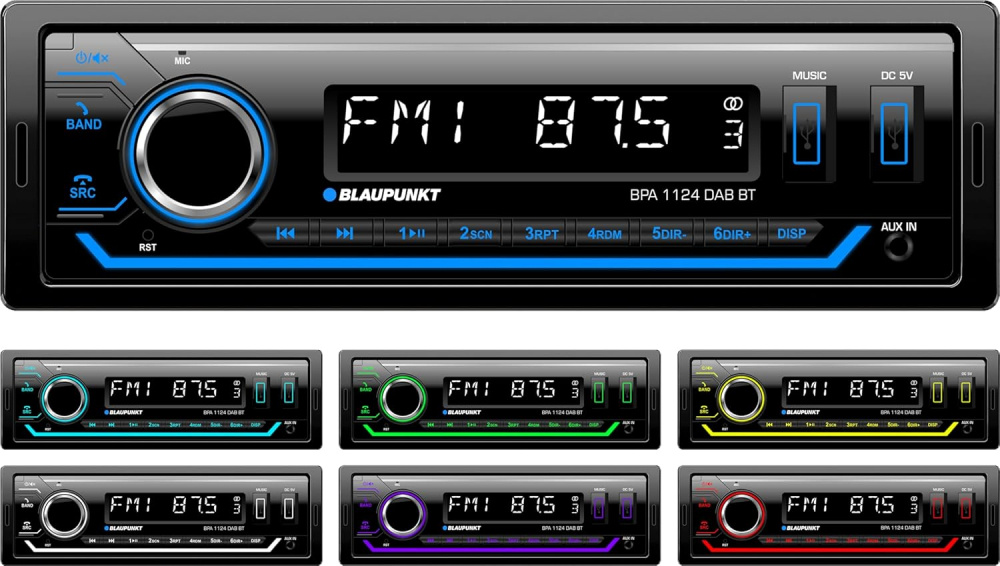 Blaupunkt BPA 1124 DAB BT, autostereo Bluetoothilla, DAB & 3 paria matalatasoista