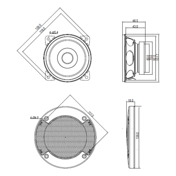 Blaupunkt ICx 401, 4 tuuman kaiutin, pari