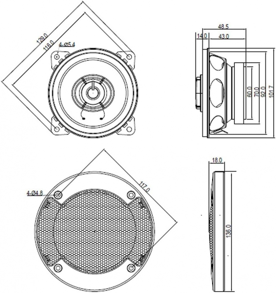 Blaupunkt ICx 402, 4 tuuman koaksiaalikaiutin
