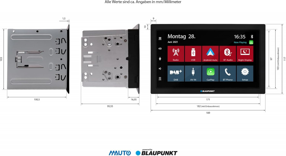 Blaupunkt Oslo 600 DAB, autostereo langattomalla CarPlay/Android Auto -toiminnolla