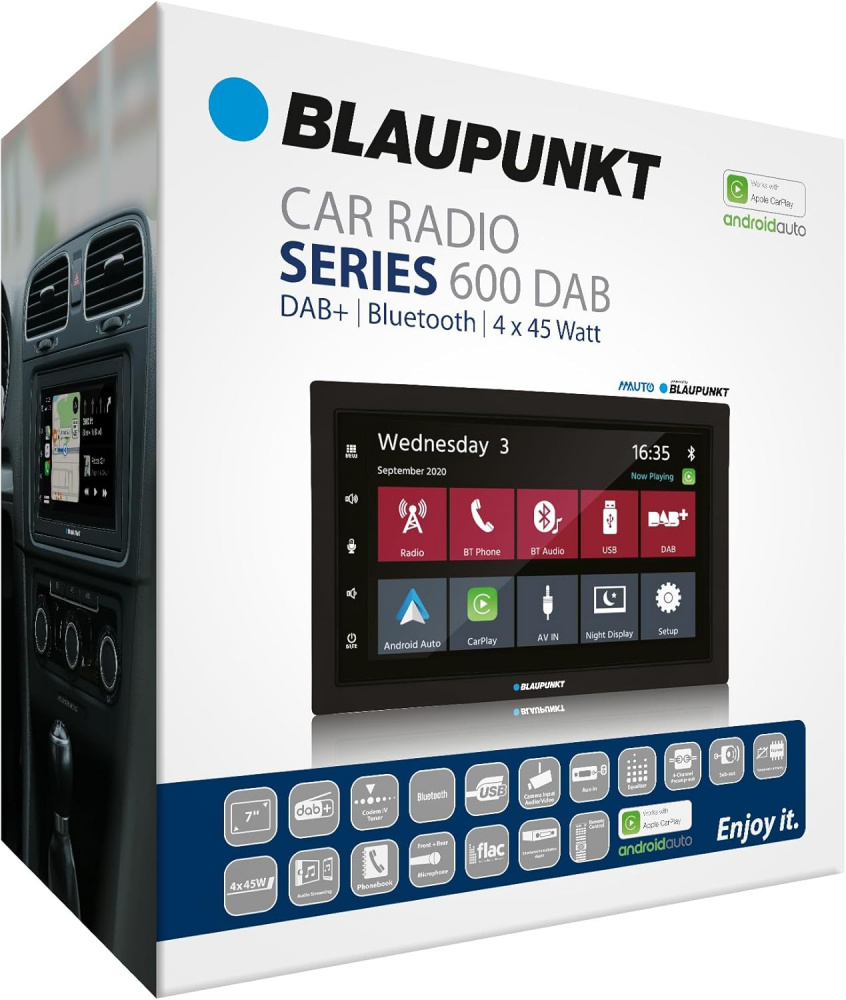 Blaupunkt Oslo 600 DAB, autostereo langattomalla CarPlay/Android Auto -toiminnolla