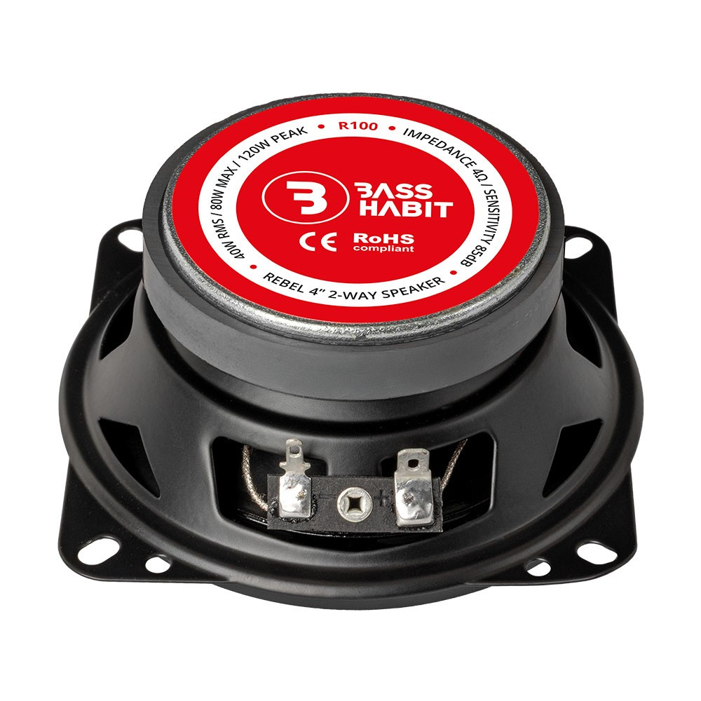 Bass Habit Rebel R100, edulliset 4 tuuman koaksiaalikaiuttimet
