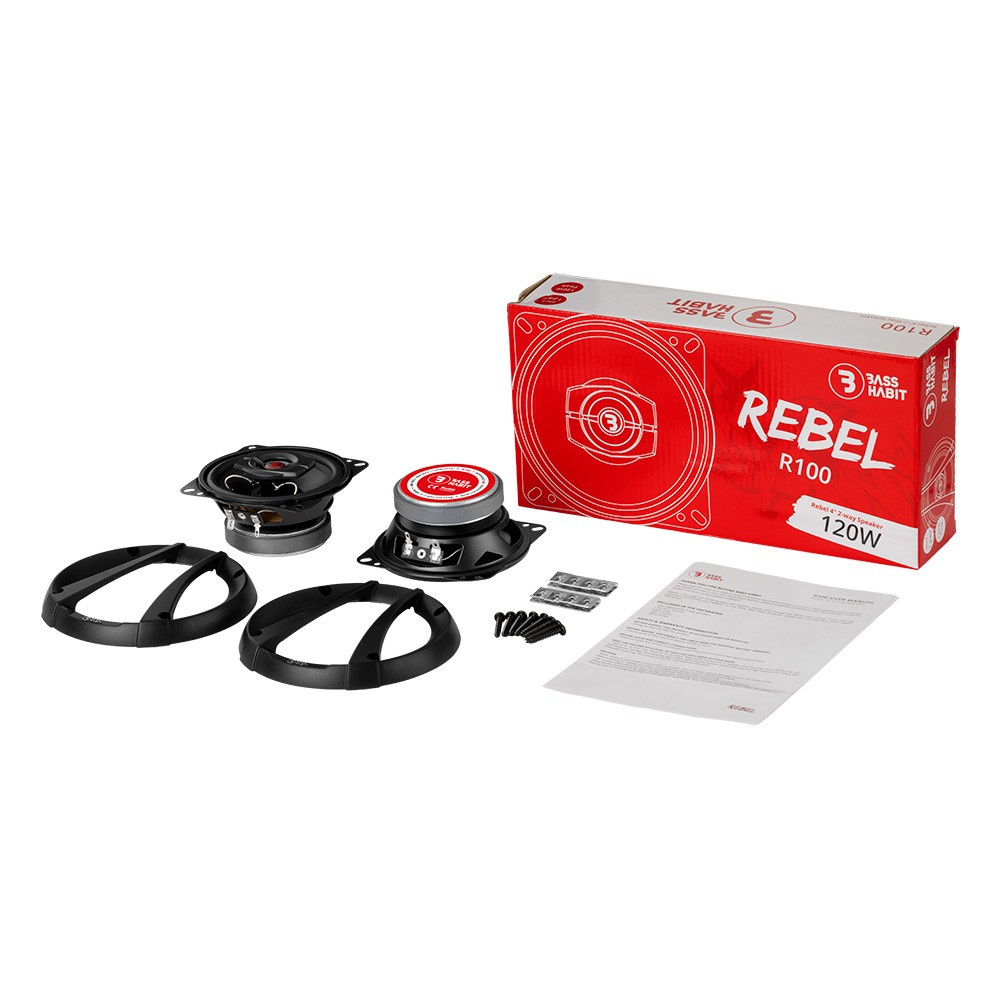 Bass Habit Rebel R100, edulliset 4 tuuman koaksiaalikaiuttimet