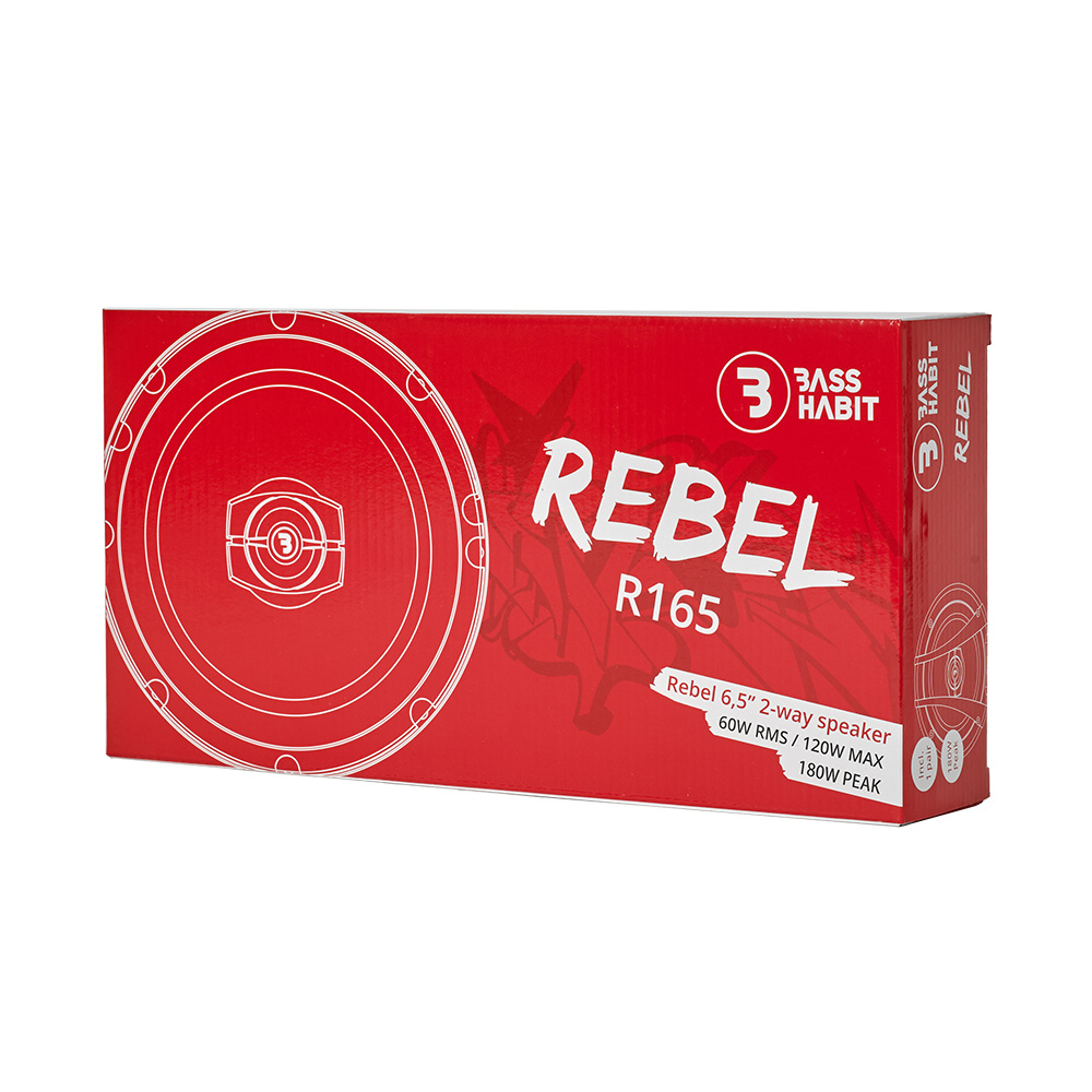 Bass Habit Rebel R165 , edulliset 6,5 tuuman koaksiaalikaiuttimet