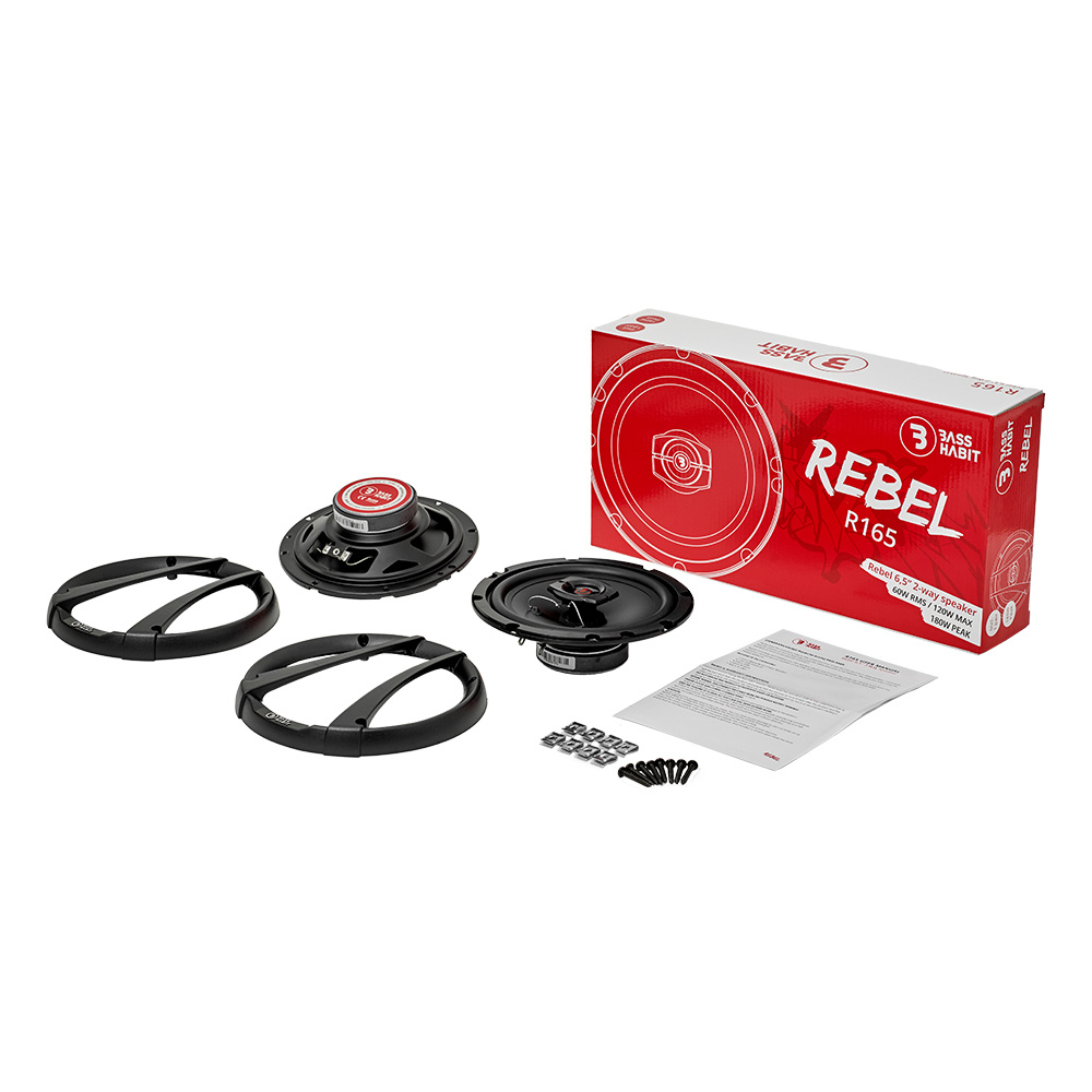 Bass Habit Rebel R165 , edulliset 6,5 tuuman koaksiaalikaiuttimet