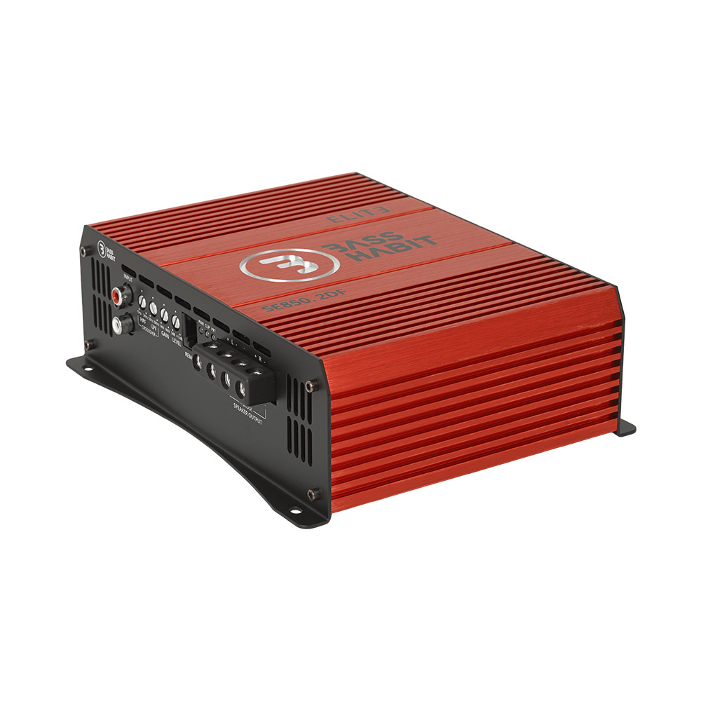 Bass Habit SPL ELITE 850.2DF, tehokas kaksikanavainen vahvistin