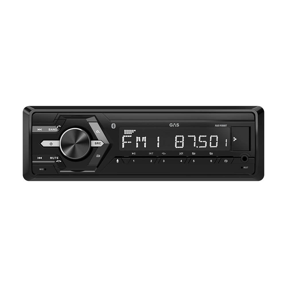 GAS MAD M100-BT, autostereo Bluetoothilla, AUX, USB ja 2 paria matalatasoa