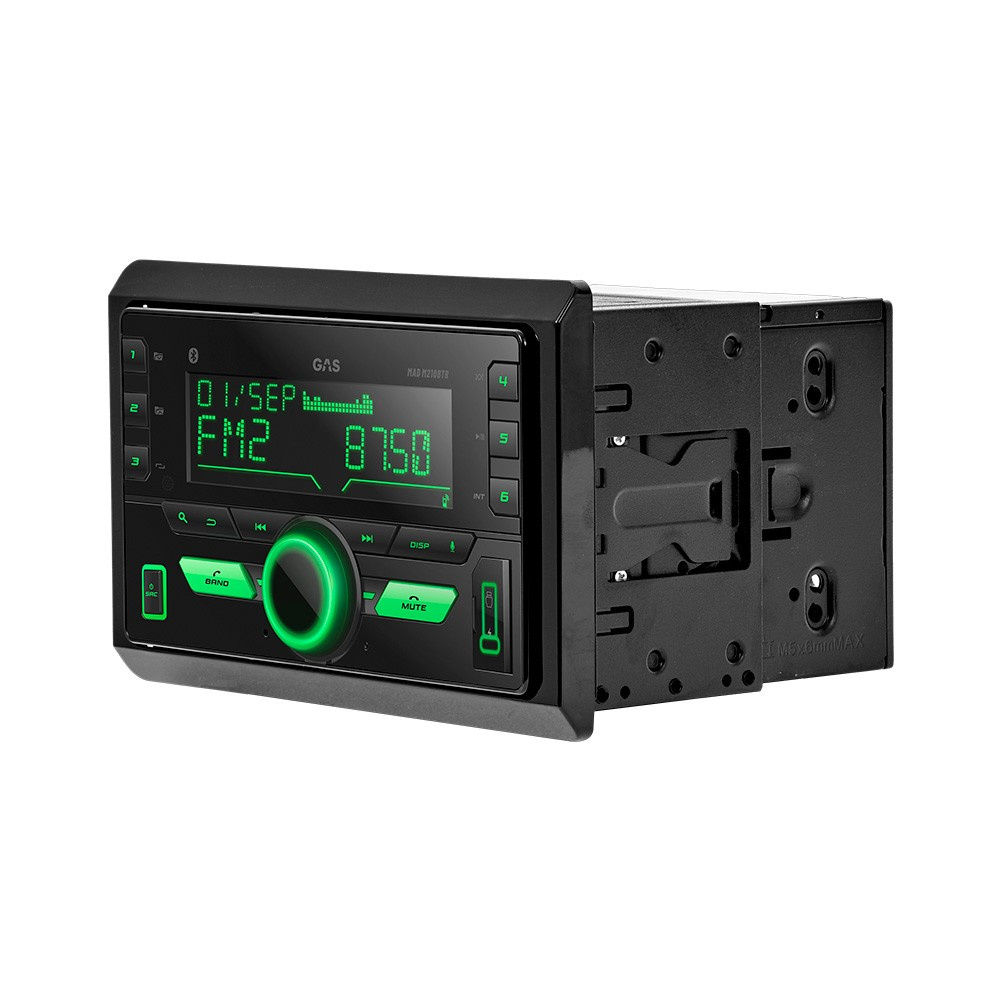 GAS MAD M210-BTR, 2-DIN-autosoitin Bluetoothilla ja 2 paria linjalähtöjä