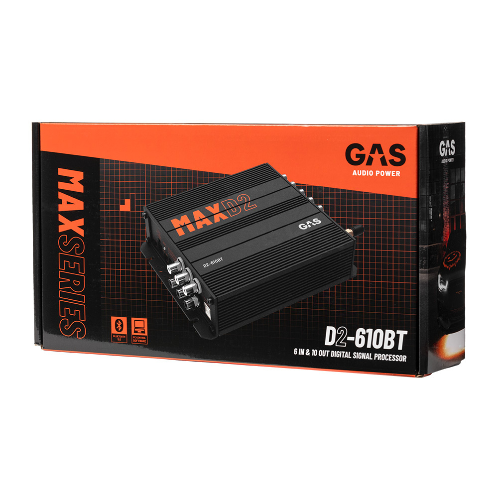 GAS MAX D2-610BT, 10-kanavainen DSP Bluetoothilla
