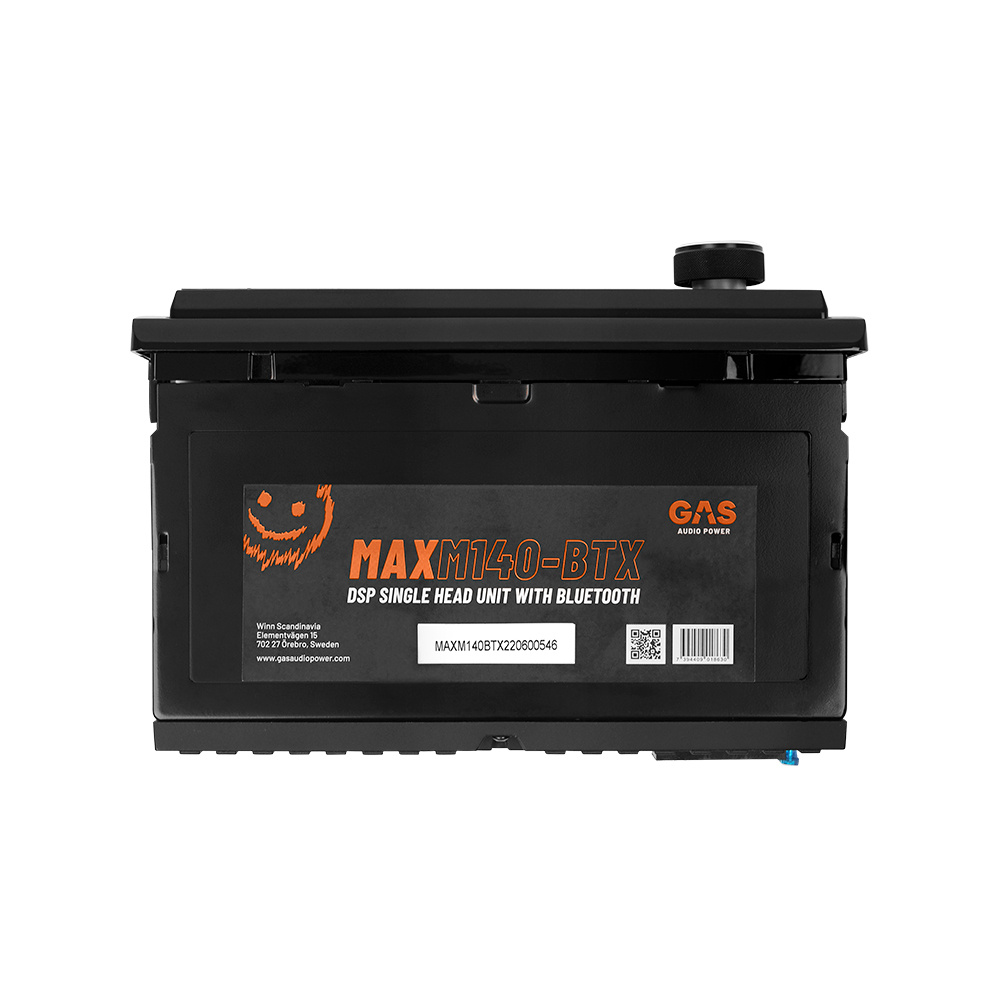GAS MAX M140-BTX auton stereo Bluetoothilla, 32-bittinen DSP ja 3 paria (4V) matalan tason lähtöjä