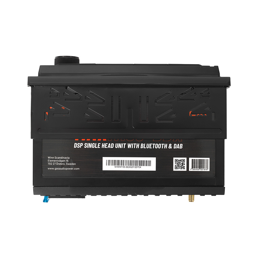 GAS MAX M150-BDX auton stereo Bluetoothilla, DAB:lla, 32-bittisellä DSP:llä ja 3 parilla (4V) matalan tason