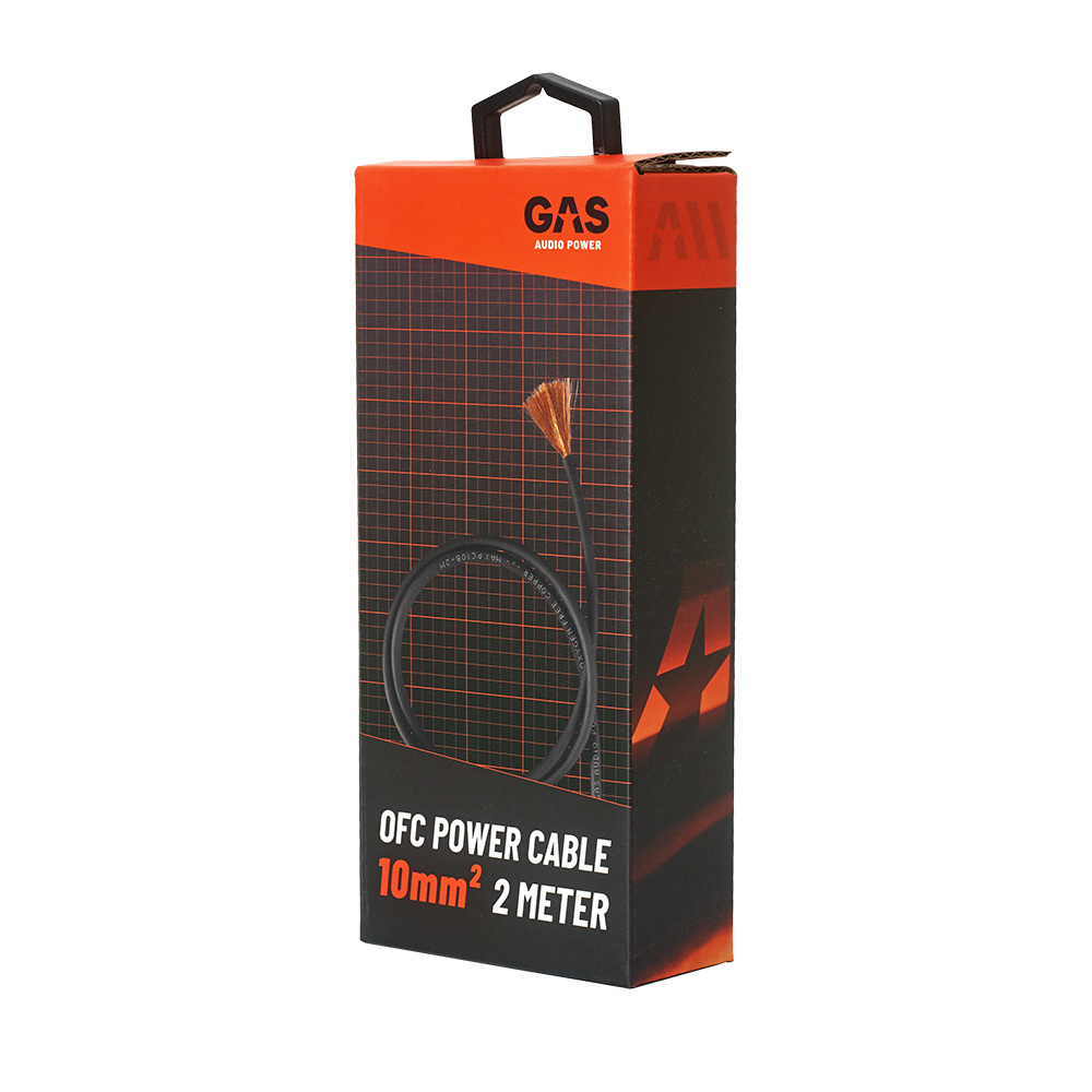 GAS MAX musta 10mm² OFC-virtakaapeli, 2 metriä
