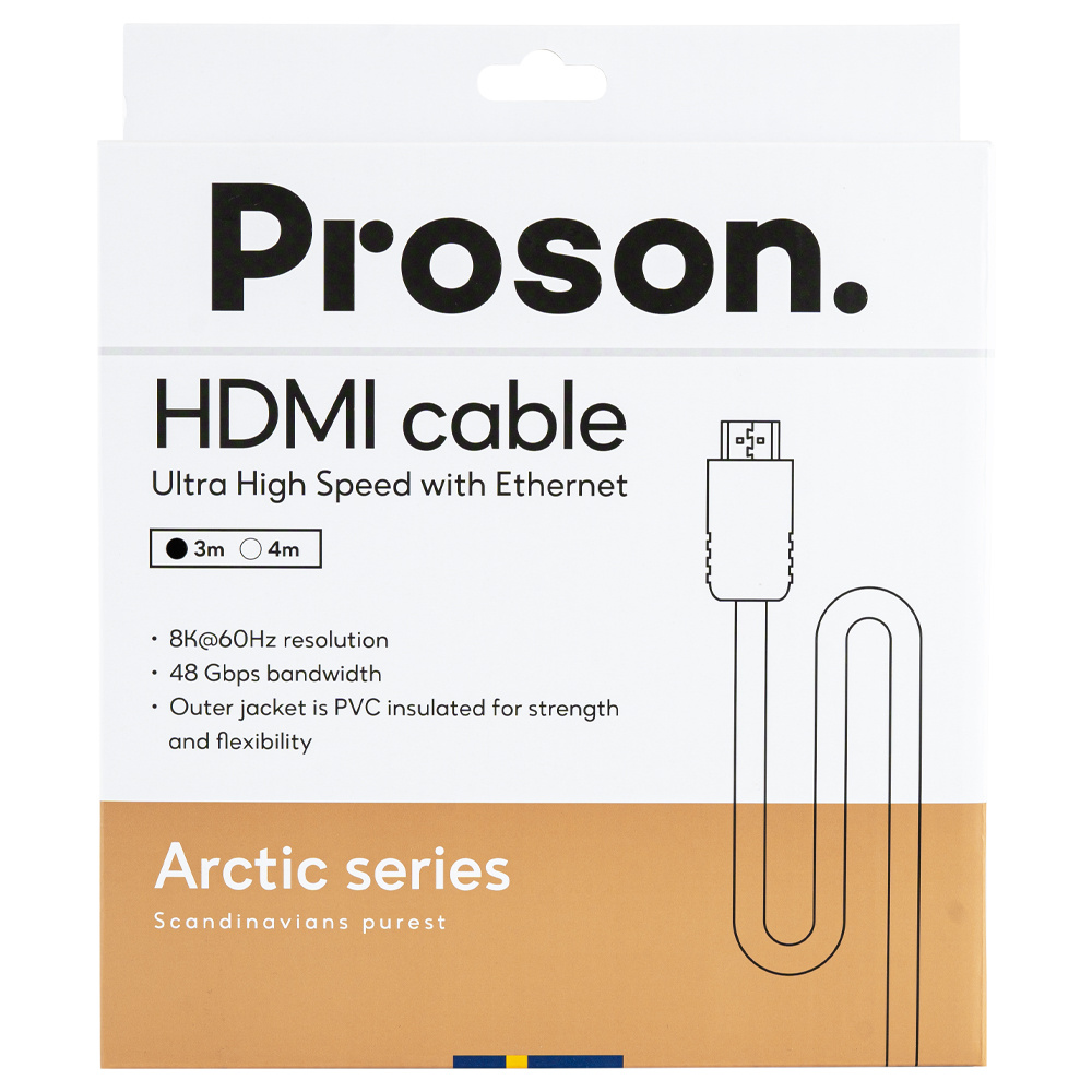 Proson Arctic HDMI-kaapeli 8K / 4K, 3 metriä