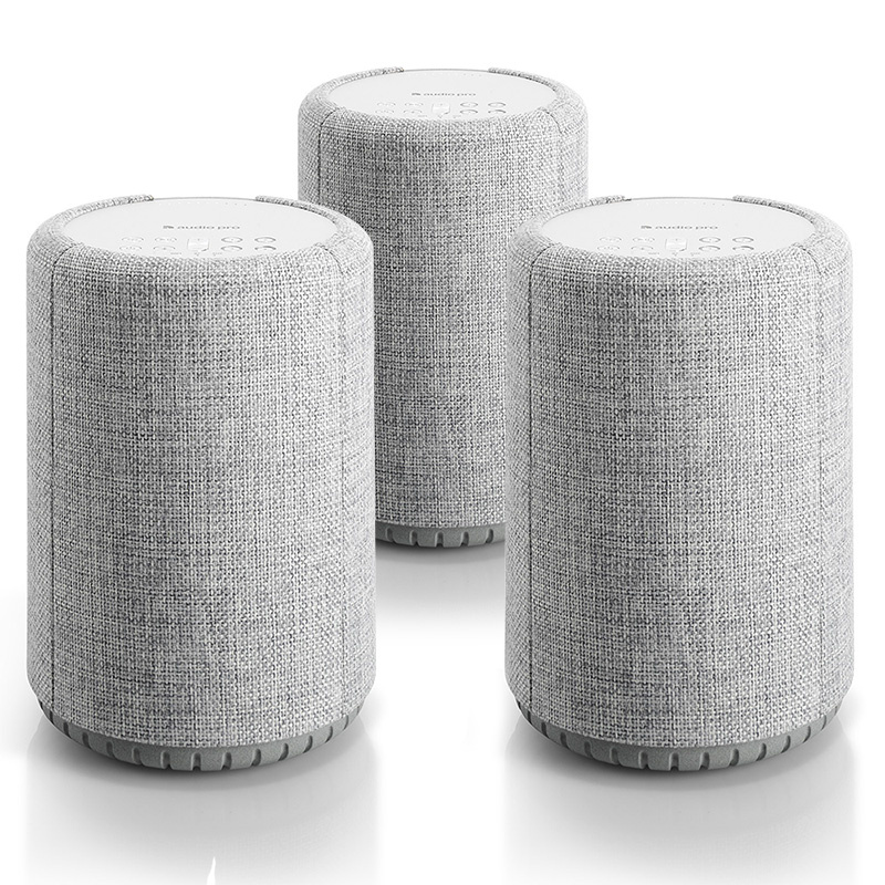 3-Pack Audio Pro A10 aktiv Wifi-högtalare, ljusgrå
