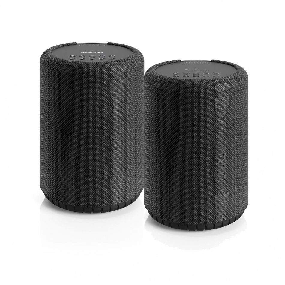 2-pack Audio Pro A10 MKII W, kompakti monihuonekaiutin WiFi:llä, musta